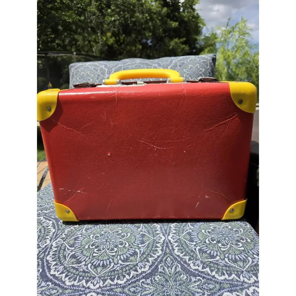 Vintage Pippi Longstocking Red Travel Suitcase Carry Case Children's Luggage...